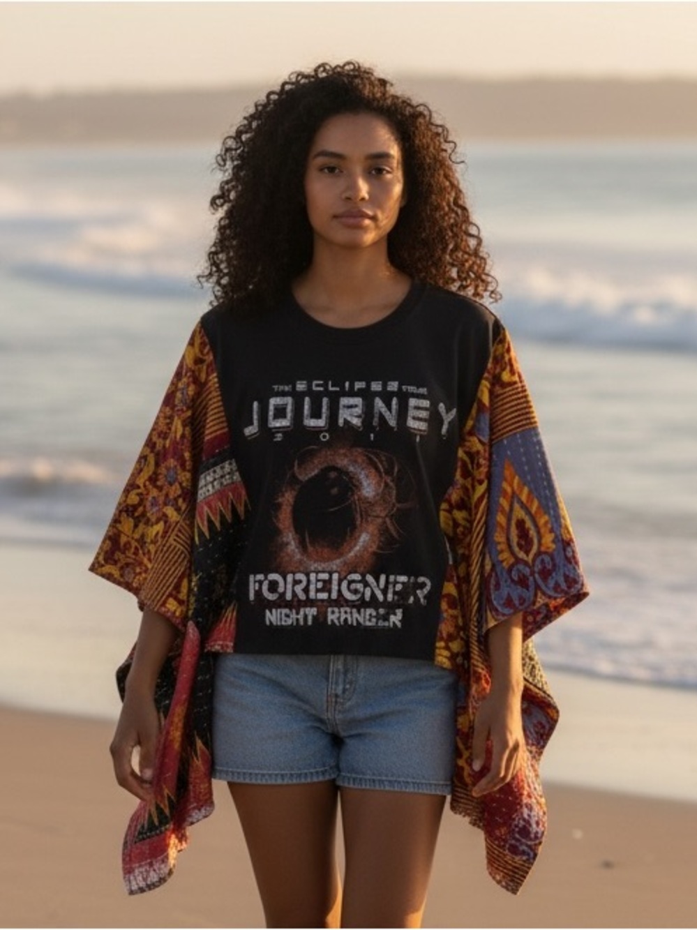 JOURNEY Artisan Made Upcycle BAND T PONCHO SIZE INCLUSIVE Granny D Original